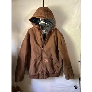 2635 Sorel Men's Duck Canvas Full Zip Hooded Workwear Jacket Brown Size Large